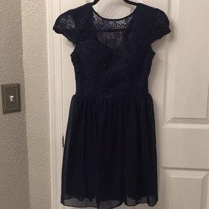 Blue Sweetheart Neckline Cut out Dress